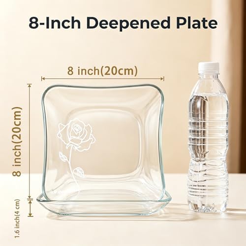 Tempered Glass Plates Set of 4, 8 Inch Appetizer Dessert Plates - Image 3