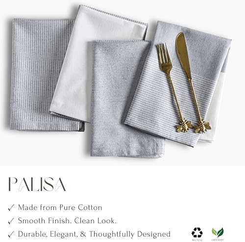 Grey Cotton Cloth Napkins Set of 4, 18x18 Inch - Image 4