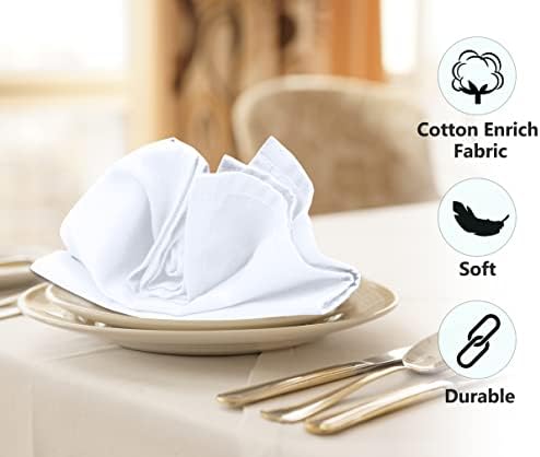 Ruvanti Cloth Napkins Set of 6, Cotton Enrich 18”x18” - White - Image 2