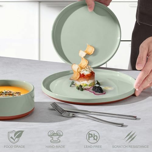 LIANYU 12 Piece Dinnerware Set for 4, Modern Style Stoneware Dinnerware Set - Image 3