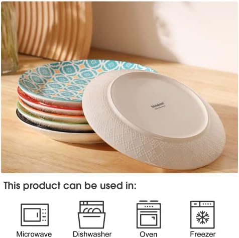 Metahom Ceramic Salad Plates Set of 6, 8 Inch Colorful Dessert Plates - Image 5