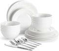 KINGSTONE 24Pc Bone China Dinnerware Set & 40Pc Flatware Combo Set for 8 by KINGSTONE