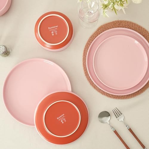 Stoneware Cereal & Soup Bowls, Set of 4, 6-Inch, Pink - Image 6