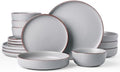 Famiware Mercury 16-Piece Dinnerware Set with Pasta Bowls,Light Grey by Famiware