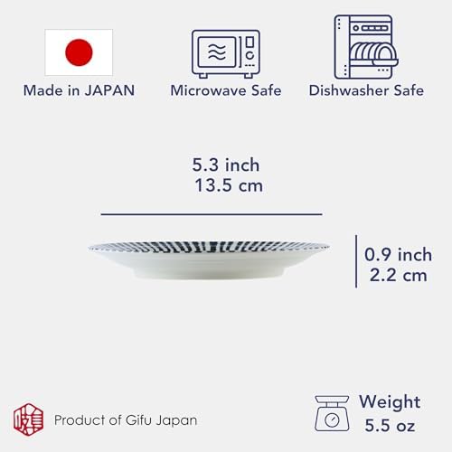 Japanese Serving Plate Dinnerware Plates 5” plates Blue and White Set of 4 - Image 2