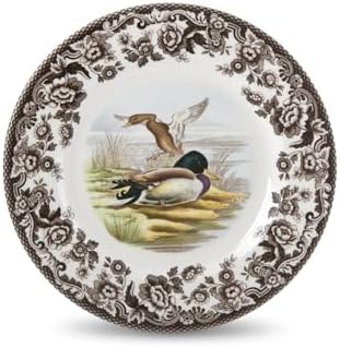 Spode Woodland Mallard Wildlife 8" Salad Plate - Fine Earthenware, Dishwasher & Microwave Safe, Made in England - Seasonal Dinnerware for Holiday, Rustic, & Countryside Table Settings by Spode