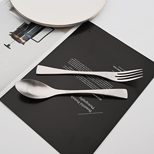 Luxury 304 Stainless Steel Matte Silver Cutlery Flatware Set - Utensil Set Steak Spoons and Forks Knife Silverware Set,Service for 4 (24-Piece) - Image 7