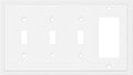 Henne Bery Modern Edge Decorative Wall Plate Switch Plate Outlet Cover, Durable Solid Zinc Alloy (Triple Toggle/Single Decorator, White)