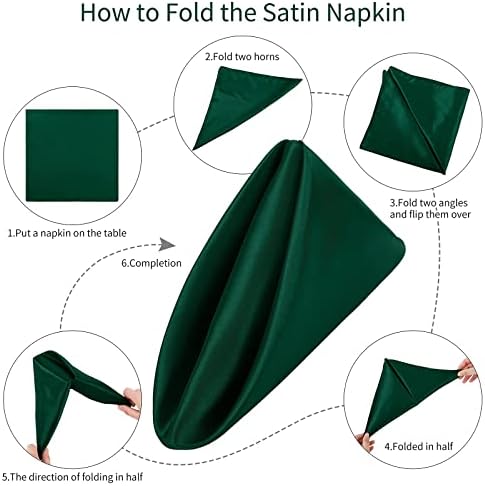 Aneco 16 Pack Christmas Square Satin Napkin Bright Silk Table Napkin Xmas Soft Smooth Fabric Table Napkin for Christmas Wedding Banquet Party Decoration, Red, Forest Green, 20 x 20 Inch - Image 3
