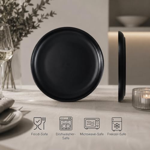 4Pcs Matte Ceramic Dessert Plates, 6In Black Round Appetizer Plates - Image 3