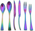 Luxury 18/10 Stainless Steel Matte Rainbow Colorful Flatware Set - Silverware Cutlery Utensil Set Steak Knife Spoon and Fork Knife Serving Set, Service for 1 (6-Piece) by Uniturcky