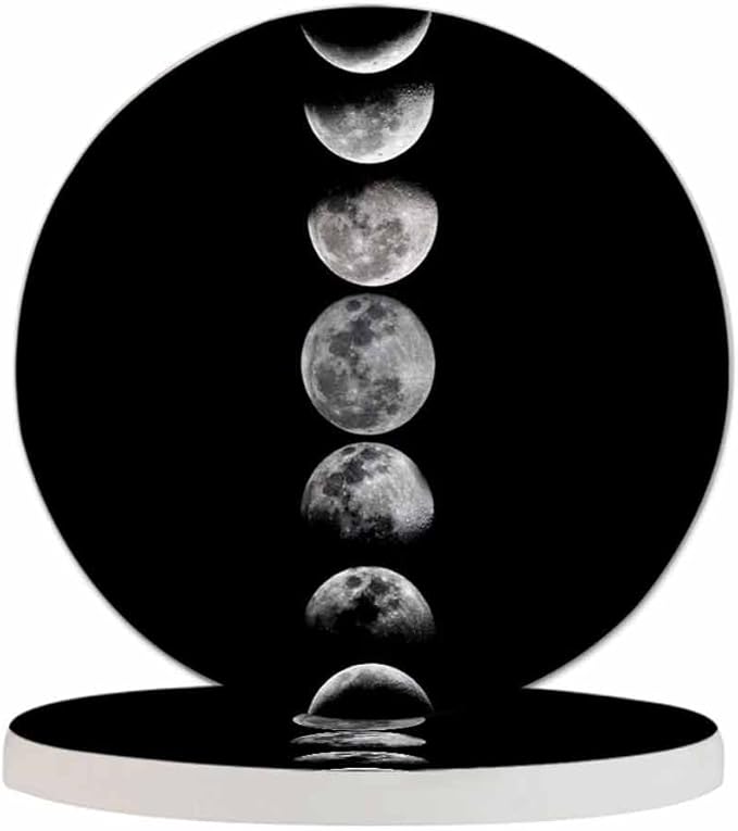 Eclipse Moon Coaster Lunar Universe Astronomy Nature Planet Space Sphere Dark Night Tabletop Protection for Any Table Type Wood, Granite, Glass, Soapstone, Sandstone, Marble, Stone Tables