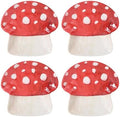 UP Mushroom Shaped Melamine Dessert Plates, Small Serving Plates, for Appetizer, Snacks, and Side Dishes, Red, 6 Inch, Set of 4 by UPware