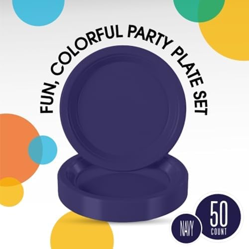 Exquisite Party Solids Sturdy Purple Plastic Plates 7" Cake Plates 50 Pcs - Image 2