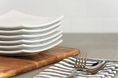 10 Strawberry Street Simply White Ceramic 6 Inch Square Coupe Appetizer Plates, Set of 6 - Modern Serving, Tapas and Snack Plates for Everyday Use, Microwave, Dishwasher and Oven Safe - Image 4