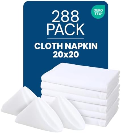 Bulk 288-Pack Cloth Napkins, 20"x20", Wrinkle Resistant, Sturdy, White by UTOPIAHOME