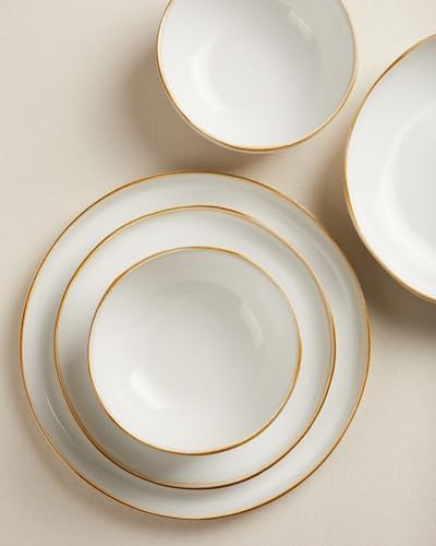 Pokini 10 Inch Ceramic Dinner Plates Set of 6, Wavy Rim Stoneware Plates - Image 3