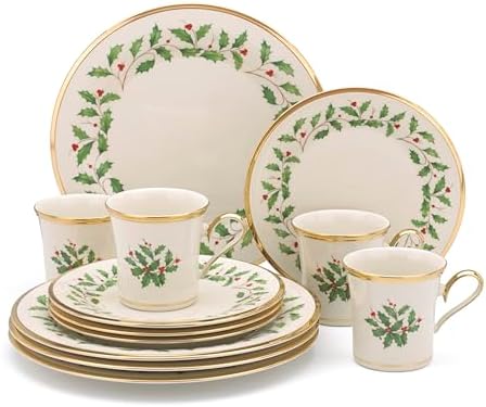 Lenox Holiday Christmas Porcelain 12-Piece Dinnerware Set with Mugs by Lenox