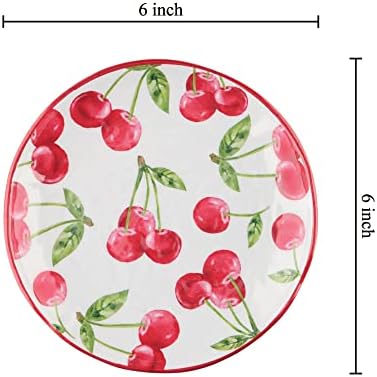 UP Cherry Melamine Round Dessert Plates, Small Serving Plates, for Appetizer, Snacks, and Side Dishes, Red, 6 Inch, Set of 4 - Image 3