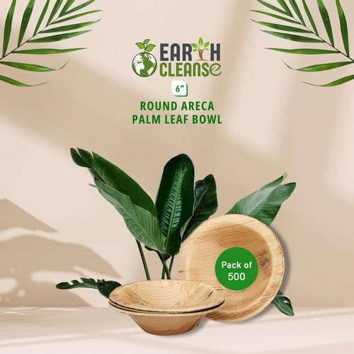 6" Round Areca Palm Leaf Bowl, 500 Pack