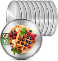 10 Stainless Steel Plates, 7.8 inch 304(18/8) Metal Camping Plate, Reusable Food Serving Dish Snack Eating Dishes Round Shatterproof Plate Silver Dinnerware for BBQ Dinner Oven Dishwasher Safe by Offiper