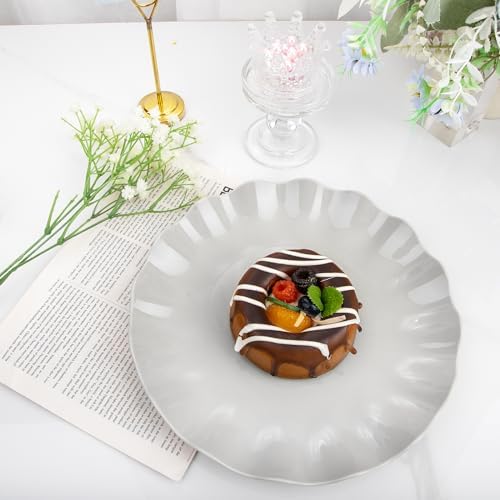 LIYH 24Pcs Grey Plastic Plates Reusable Unbreakable Dinner And Salad Set - Image 4