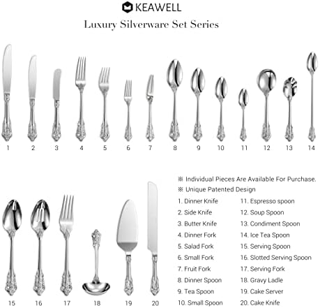 KEAWELL Gorgeous Luxury 4-Piece 18/10 Dinner Knife Set (Silver) - Image 6