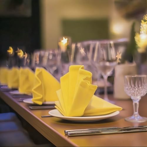 FOLINS&HOME Yellow Cloth Napkins Set of 8, Decorative 20x20 Inch Napkins - Image 6