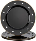 13" Round Black Charger Plates, Heart Hollow Chargers for Dinner Plates with Golden Border, Formal Table Setting Accessory Centerpiece Bluk Wedding, Valentine's Day, Galentine's Day, Set of 6 by Kazozobi