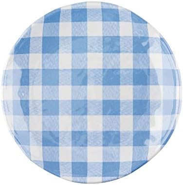 UP Gingham Melamine Round Dessert Plates, Small Serving Plates, for Appetizer, Snacks, and Side Dishes, Blue, 6 Inch, Set of 4 - Image 5