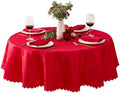 Newbridge Christmas Ribbons and Bows Red 70" Round Tablecloth by HomeBargainsPlus