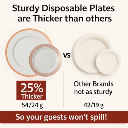 By Madee HEAVYWEIGHT Rose Gold Fancy Disposable Dinnerware Set, 175 Pc - Image 3