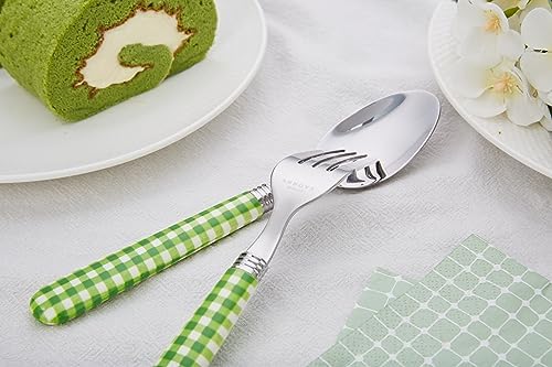 ANNOVA Silverware Set Stainless Steel Colorful Tableware Kitchen Flatware Set Utensils, Includes Dinner Knives, Forks, Spoons, Salad Forks & Dessert Spoons (Green/Checkered, 20 Pieces) - Image 5