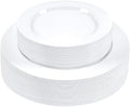 SETUP 60-Piece White Plastic Dinnerware Set – 30 10.25" Dinner & 30 7.5" Salad Plates – Heavy-Duty Disposable for Weddings, Catering, Parties by SETUP