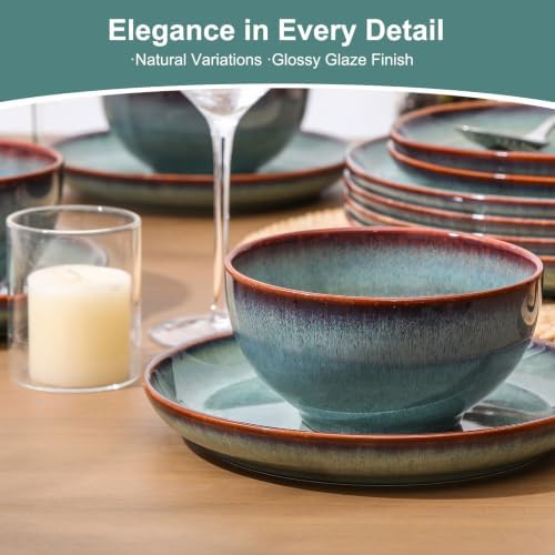 DOMICREVERY Ceramic Dinnerware Sets for 8, 24-Piece Plates and Bowls Sets - Image 4