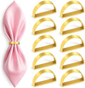 Gold Napkin Rings Set of 10, Modern Semicircle Holders for Weddings by Leglo