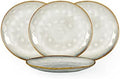 Henten Home Ceramic Dessert Plates, 8.5 Inch Salad Plate Set of 4, Porcelain Snack Serving Dishes for Cake, Kitchen, Microwave & Dishwasher Safe, Reactive Glaze (White) by HentenHome