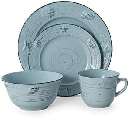 Pfaltzgraff Trellis Coastal 16-Piece Dinnerware Set, teal by Pfaltzgraff