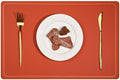PU Leather Placemats Set of 4 - Waterproof Heat Resistant Dining Table Mats - Minimalist Non-Slip Coasters for Plates & Bowls 18x12 Inches (Orange)
