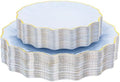 Rubtlamp 60Pcs Blue Plastic Plates - Blue Scalloped Plates with Gold Trim - 30 Gold Dinner & 30 Dessert Platos, Fancy Disposable Plates for Wedding (30 Guests) by Rubtlamp
