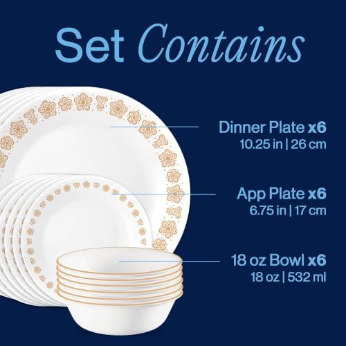 Corelle Butterfly Gold 18-Piece Round Dinnerware Set, Service for 6 - Image 3