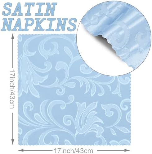 12 Pack Baby Blue Damask Satin Napkins 17 x 17 Inch - Image 3