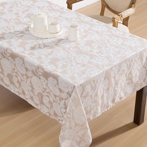 Laura Ashley Wrinkle Resistant Annaleigh Tablecloth, 60" x 120", Taupe - Image 2
