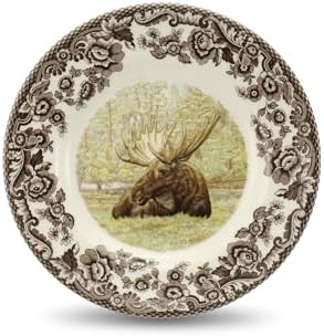 Spode Majestic Moose 6" Bread and Butter Plate - Wildlife Holiday Accent, Rustic Cabin Decor for Appetizers or Rolls, Fine Earthenware - Microwave, Dishwasher, Oven Safe, Made in England by Spode