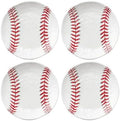 UP Baseball Melamine Round Dessert Plates, Small Serving Plates, for Appetizer, Snacks, and Side Dishes, White, 6 Inch, Set of 4 by UPware
