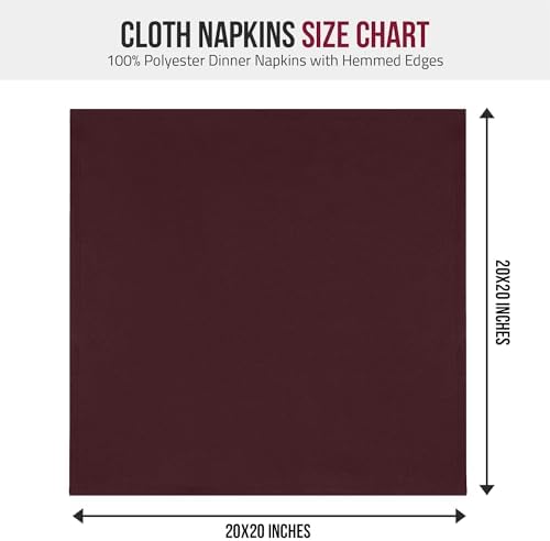 Utopia Home Burgundy Cloth Napkins (12 Pack, 20x20 Inches), Ideal Dinner Napkins for Party, Wedding and Lunch/Dinner - Image 3