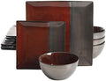 Gibson Elite Decadence 12 Piece Reactive Glaze Dinnerware Set Service for 4, Red with Reactive Metallic Color - by GibsonHomewares