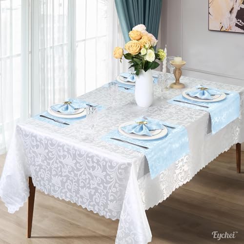 12 Pack Baby Blue Damask Satin Napkins 17 x 17 Inch - Image 4