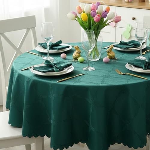 Newbridge Christmas Ribbons and Bows Evergreen 70" Round Tablecloth - Image 2