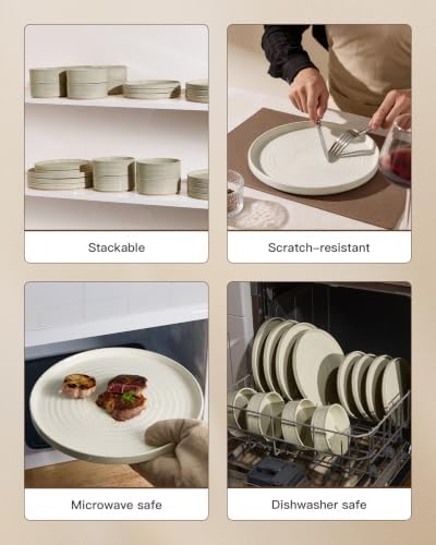 Stoneware Dinnerware Sets, Plates, Bowls, Dishes Set for 8 - Image 5